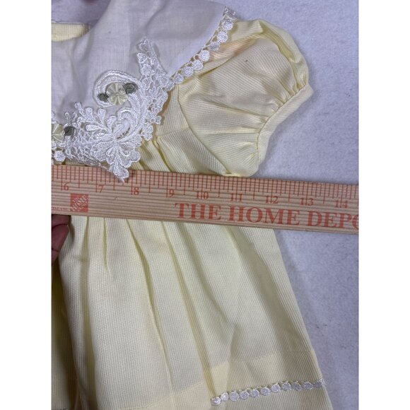 Rare Editions Yellow Baby Dress 12 Months Polyester/Cotton Lace Detail - Picture 6 of 7